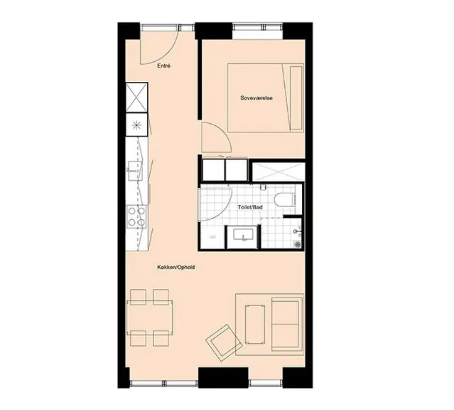 apartment Bright 2-Room Apartment in Gartnerbyen – 61 m²
