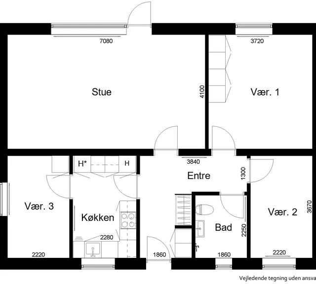 apartment 4-værelses lejlighed i Aalestrup med altan