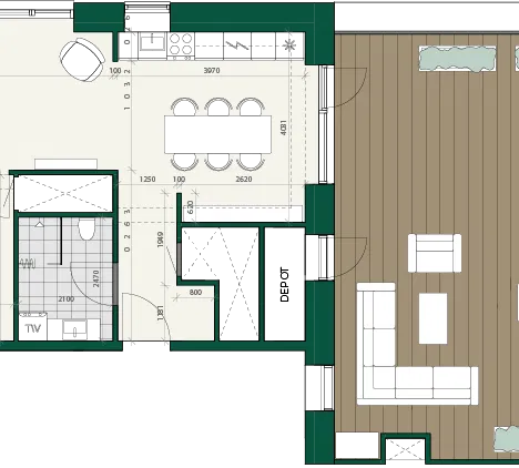 apartment Moderne 2-værelses lejlighed med gennemtænkt indretning