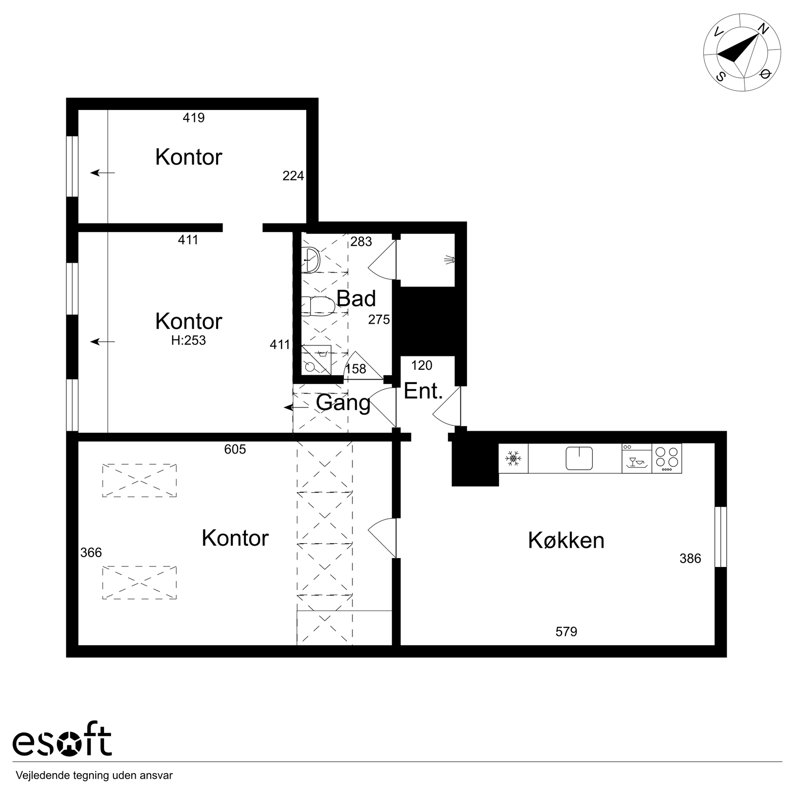 apartment Charmerende 3-værelses bolig i København K