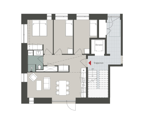 apartment Lys 4-værelses lejlighed med sydvendt terrasse