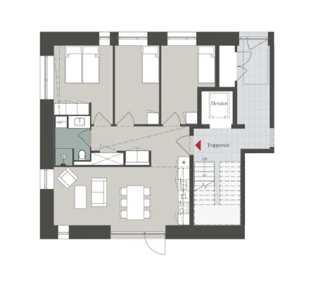apartment Lys 4-værelses lejlighed med sydvendt terrasse