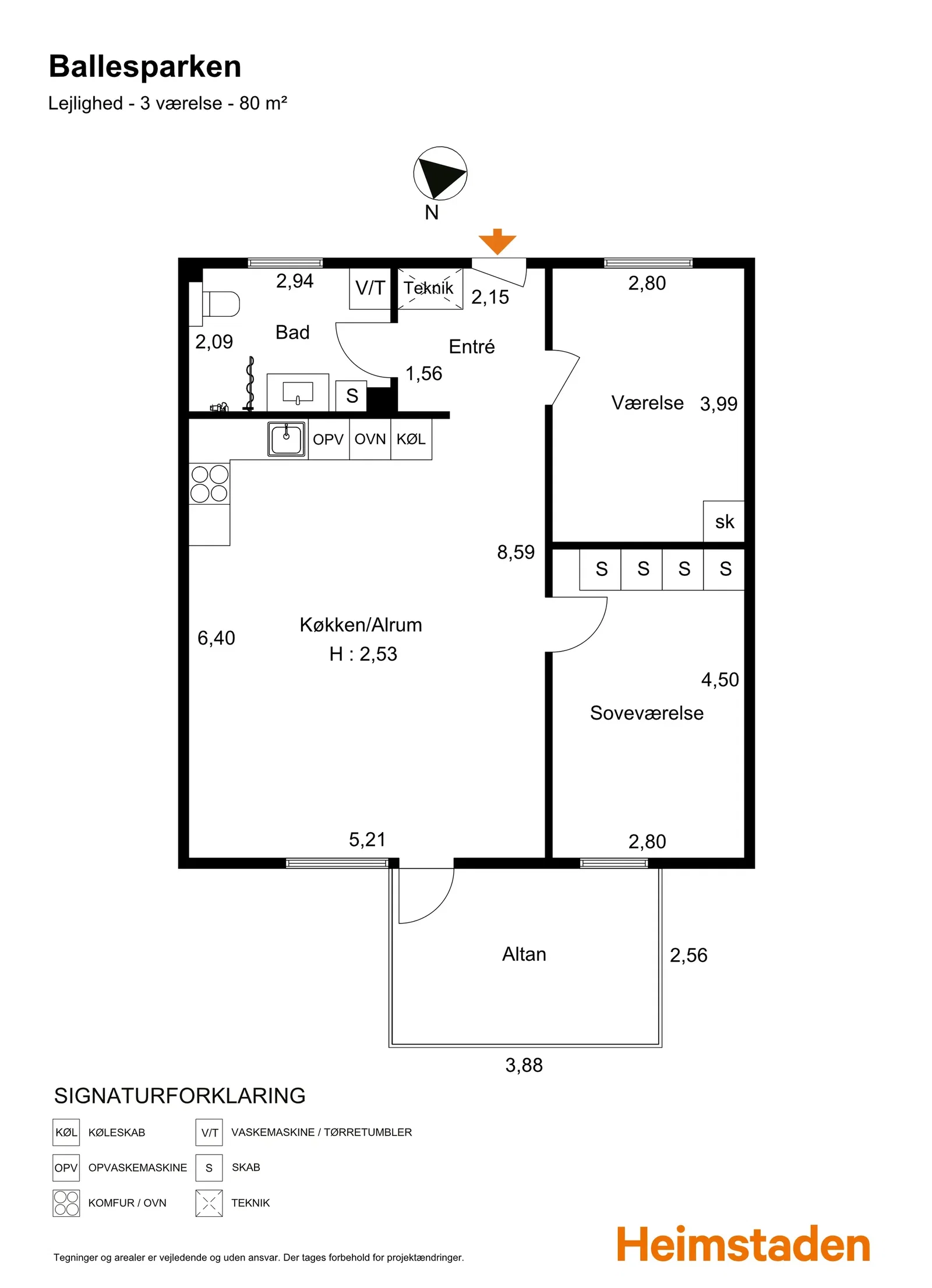 apartment Lys 3-værelses lejlighed på 80 m² i Fredericia
