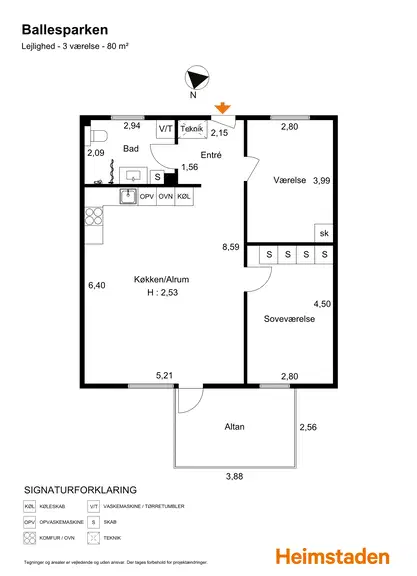 apartment Lys 3-værelses bolig på 80 m² nær Lillebælt