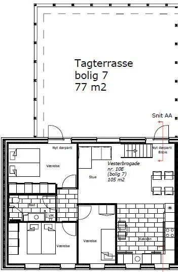 NYRENOVERET LEJLIGHED MED STOR TAGTERRASSE - Vesterbrogade, Hedensted - 2