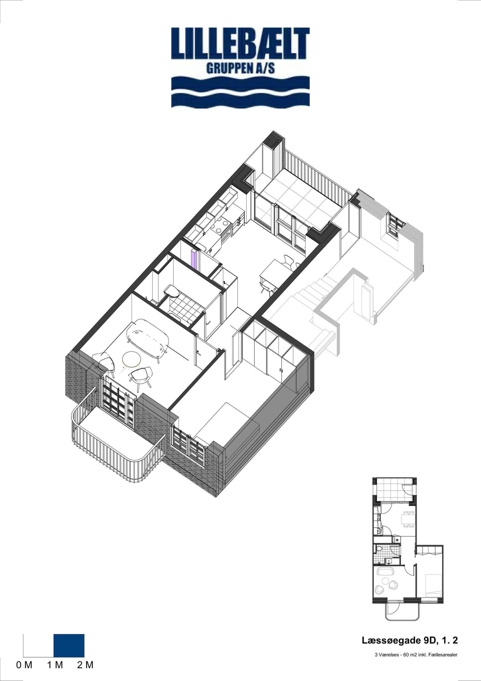 apartment Nyrenoveret 3-værelsesbolig med altan i Odense C