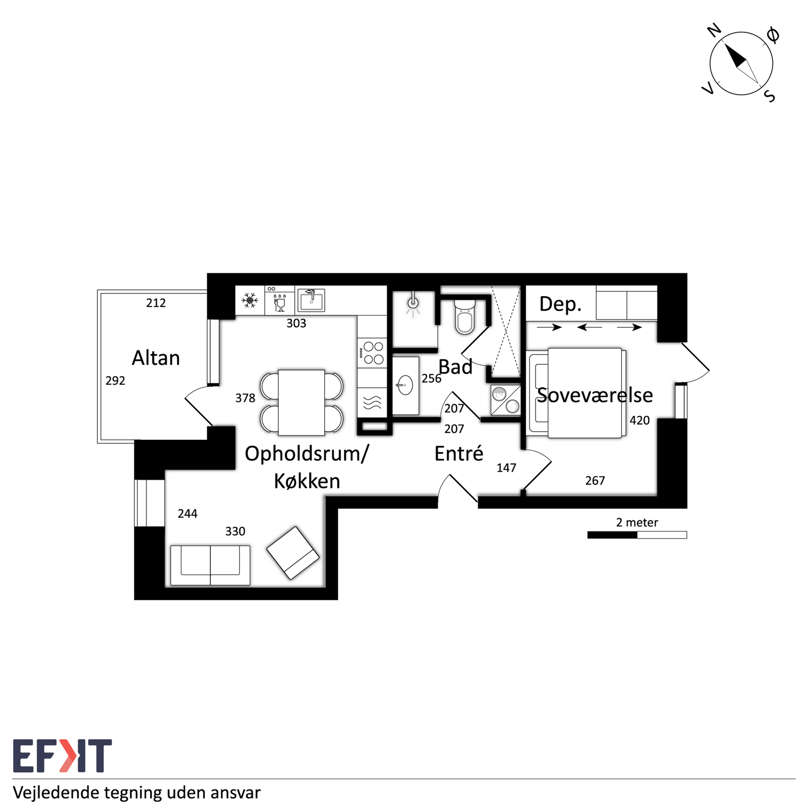 2-værelses lejlighed på 67 m² til leje i Nørresundby – Strand Alle, stuen – billede 12
