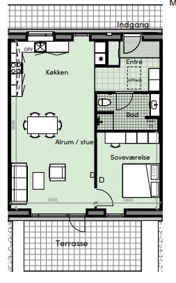 Rummeligt rækkehus på 82 m² i ét plan - Udspringet, Tørring - 2