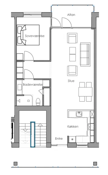 apartment Lys og moderne 2-3 rums lejlighed med altan