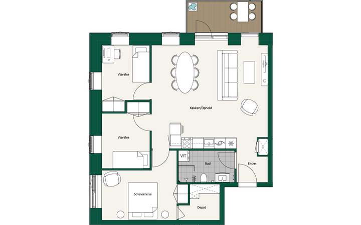 Stylish 3-room apartment with excellent amenities - Lønneparken, Aalborg - 1