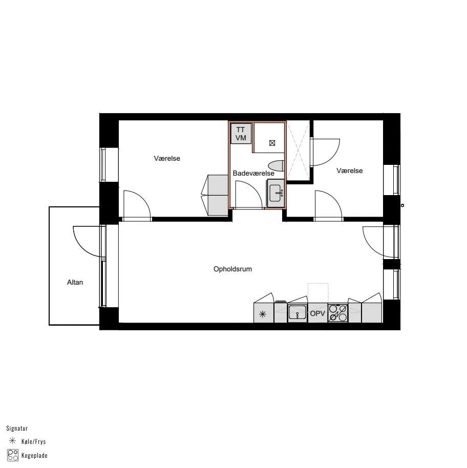 apartment 3-room apartment with balcony, located by the fjord and nature