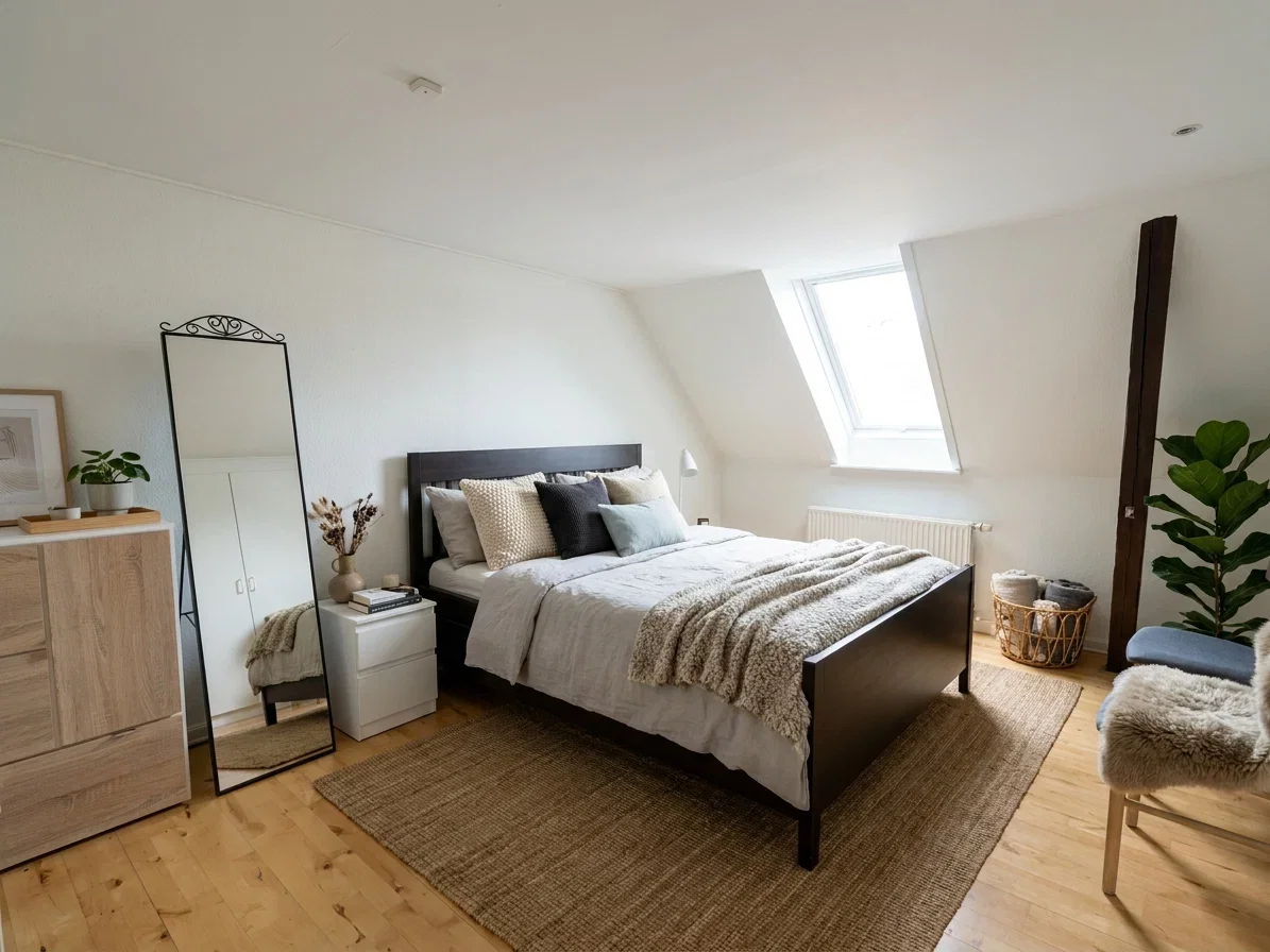apartment Lys og charmerende 3-værelses på 104 m2 med fransk altan, synlige bjælker og moderniseret køkken og bad