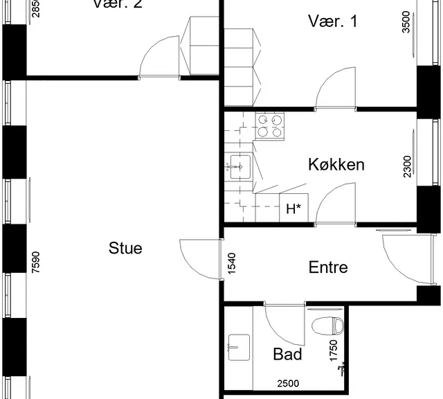 apartment 3-værelses lejlighed på 90 m² i Hornum