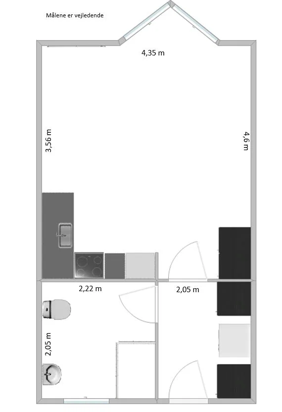 apartment Lys 1-værelses på 45 m2, nyt køkken, Vask/tør, opvaskemaskine, Parkering