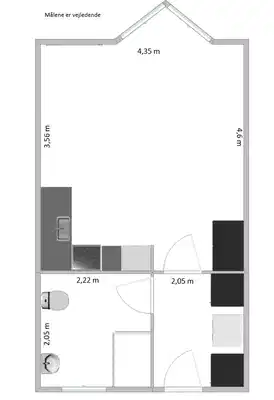 apartment Lys 1-værelses på 45 m2, nyt køkken, Vask/tør, opvaskemaskine, Parkering