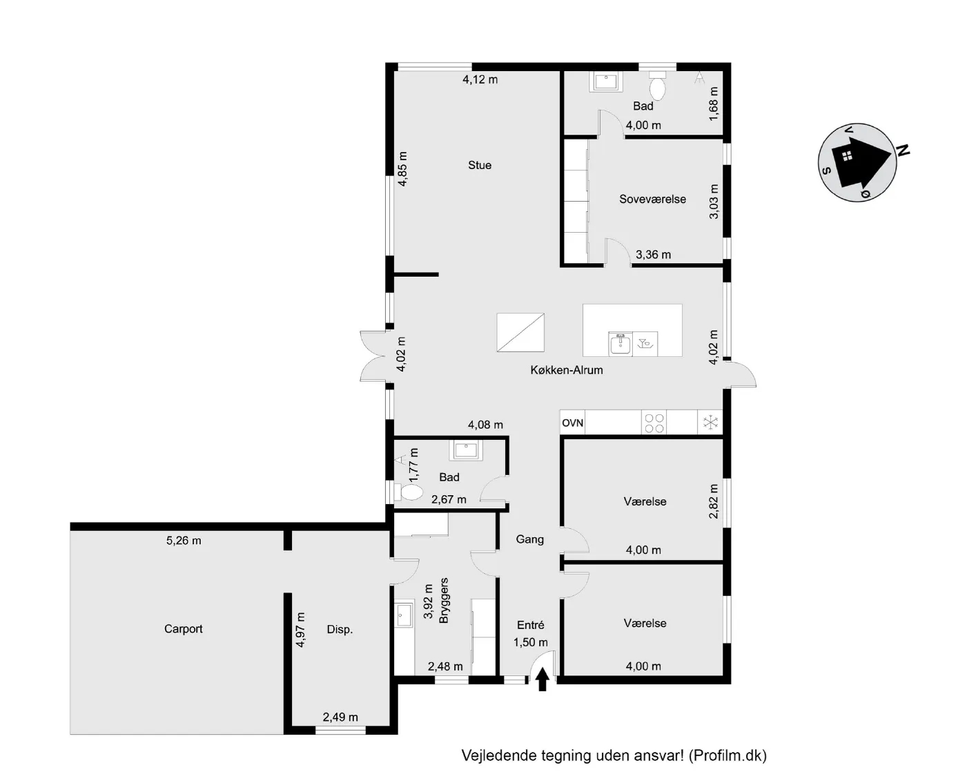 house Lyst 4-værelses étplanshus med carport og stor terrasse
