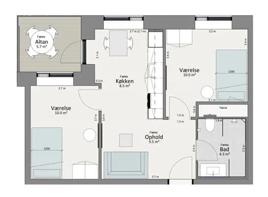 apartment Moderne 3-værelses lejlighed i Odense C - Ideel til deling!