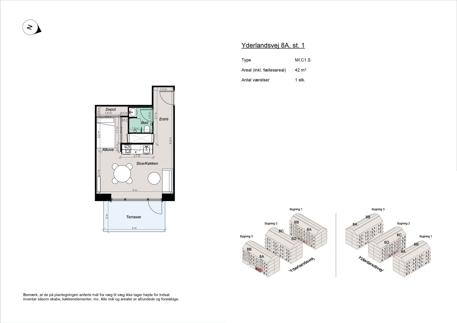 apartment Fully furnished 1.5-room apartment near Amager Strand