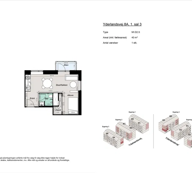 apartment Møbleret 1,5-værelses bolig nær Amager Strand