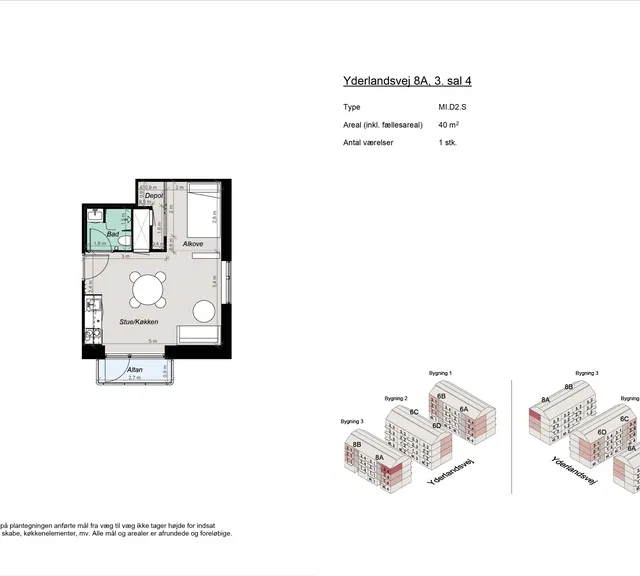 apartment Møbleret 1,5-værelses bolig nær Amager Strand