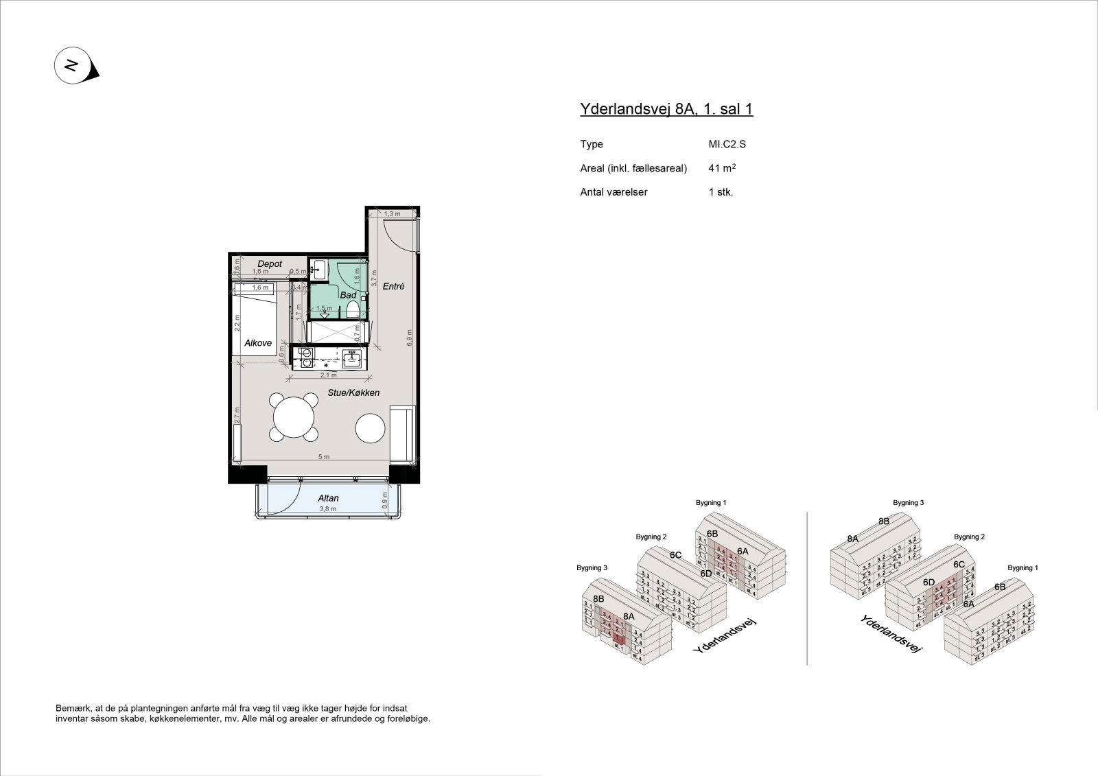 apartment Fully furnished 1.5-room apartment near Amager Strand