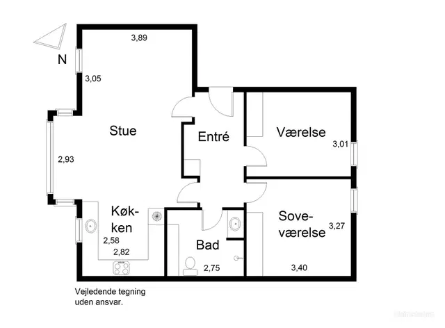 apartment Lys 3-værelses lejlighed på 90 m² i Ringe