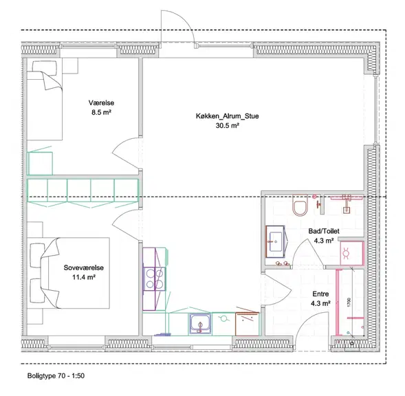 townhouse Ny 3-værelses rækkehus på Gymnasiebakken i Tørring