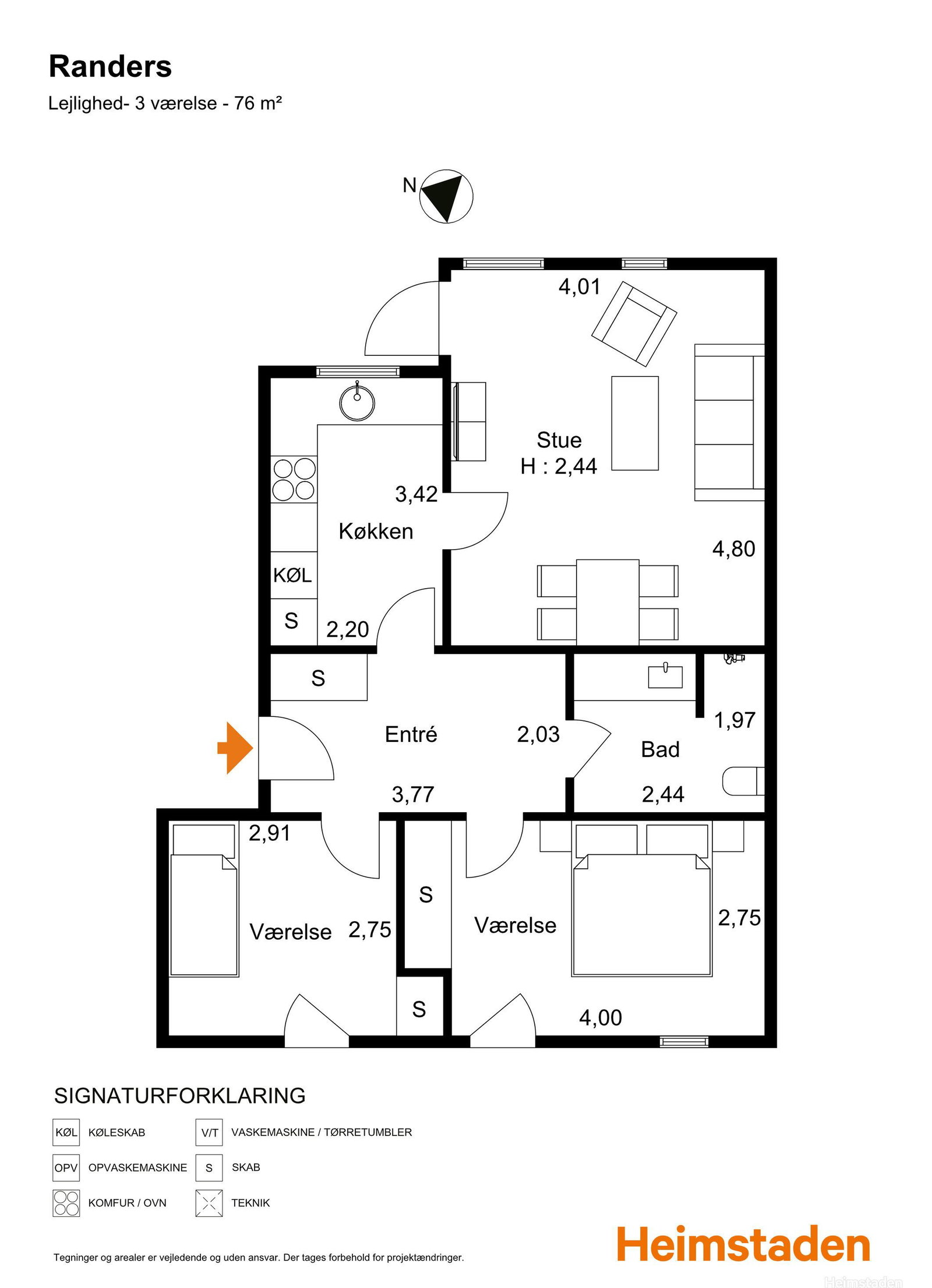 apartment Bright 3-room home of 80 m² centrally located in Holstebro