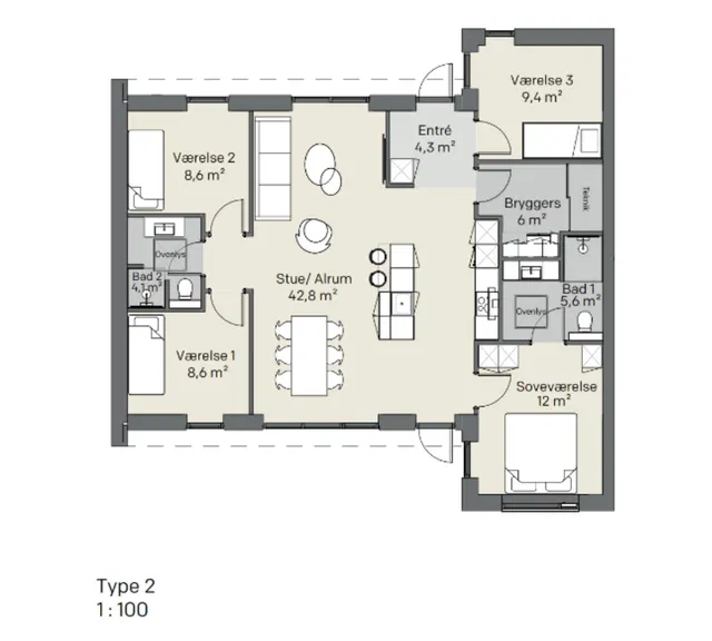 townhouse Spacious townhouse with 5 rooms in Skive