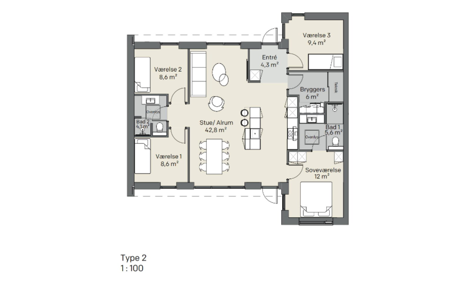 townhouse Spacious townhouse with 5 rooms in Skive