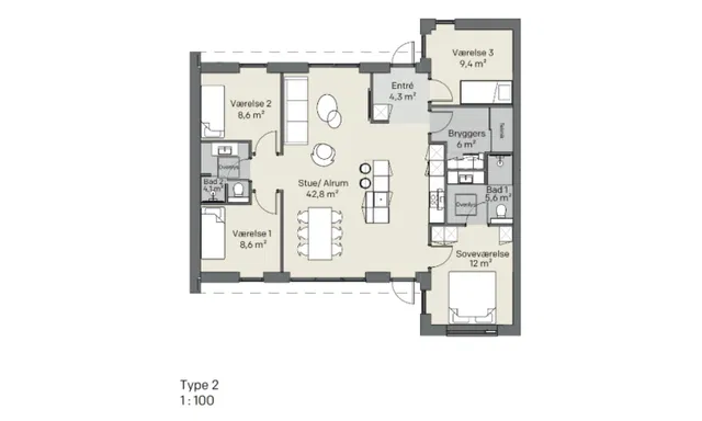 townhouse Spacious townhouse with 5 rooms in Skive