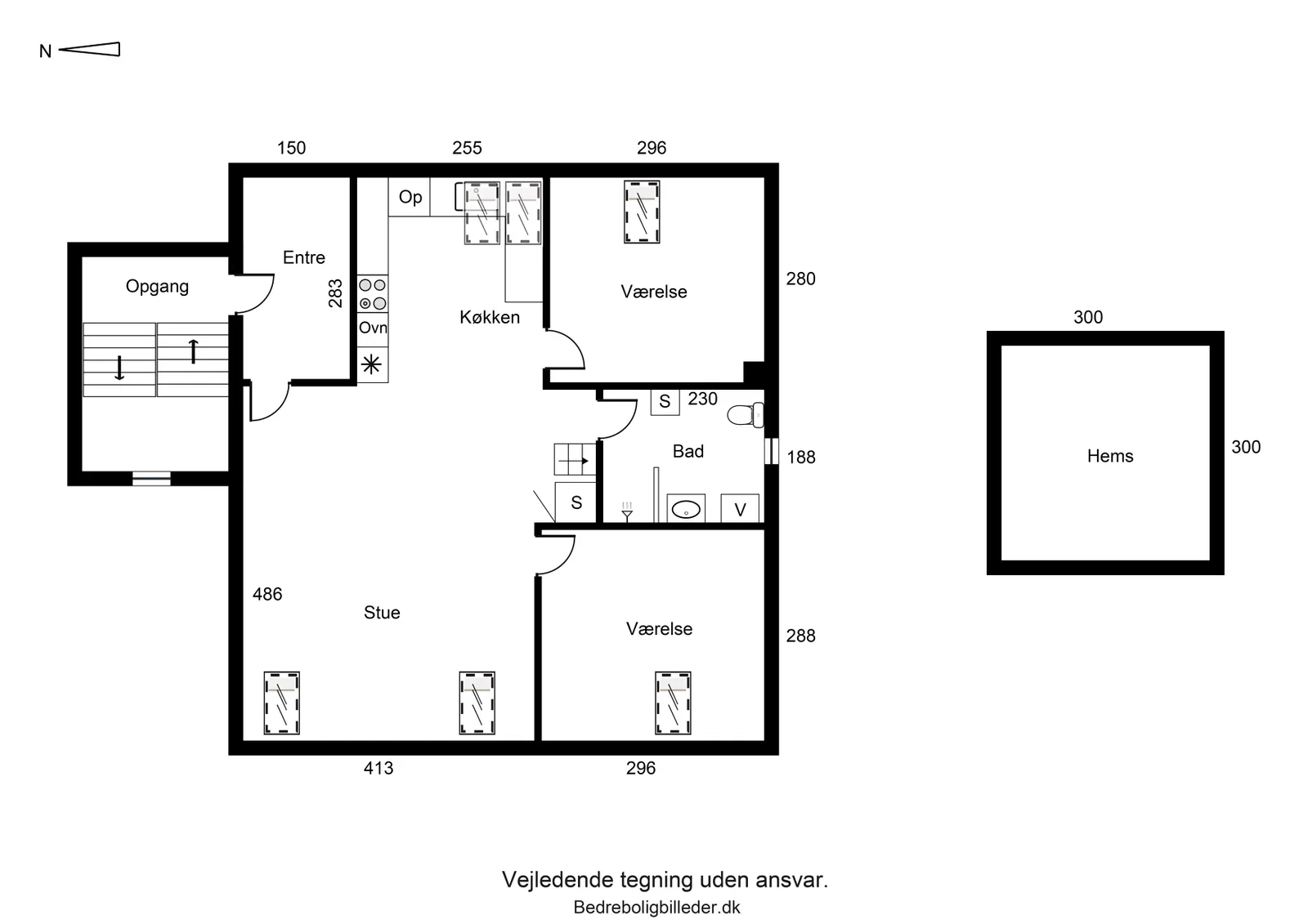 apartment Bright 3-room top-floor attic apartment on 87 m2 with lovely skylights – possibility for furnishing