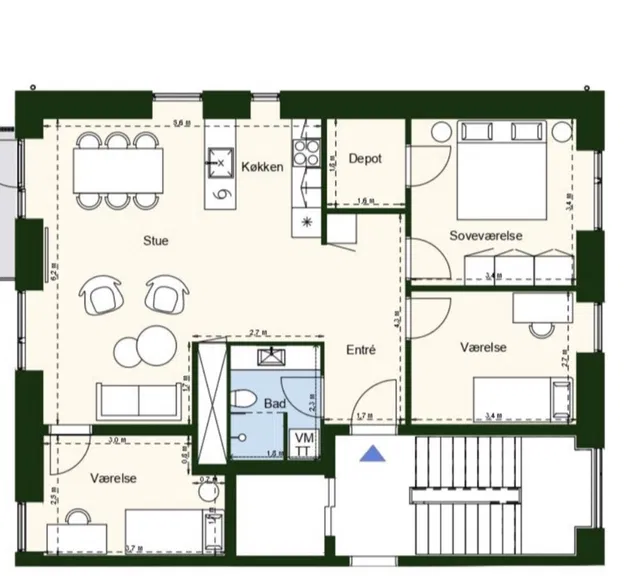 apartment 4 værelses lejlighed på 104 m2 i Nærheden