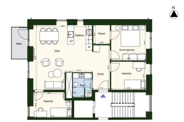 apartment 4 værelses lejlighed på 104 m2 i Nærheden