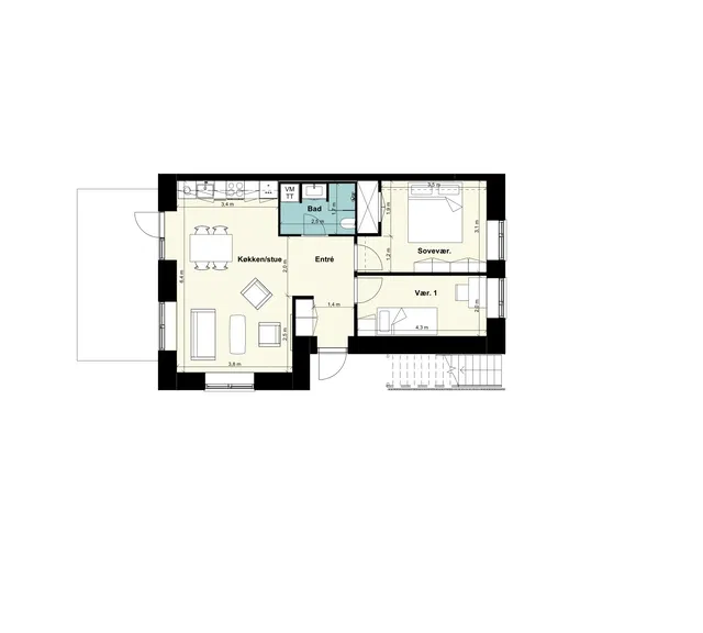 apartment Lys 3-værelses lejlighed i Høje Taastrup