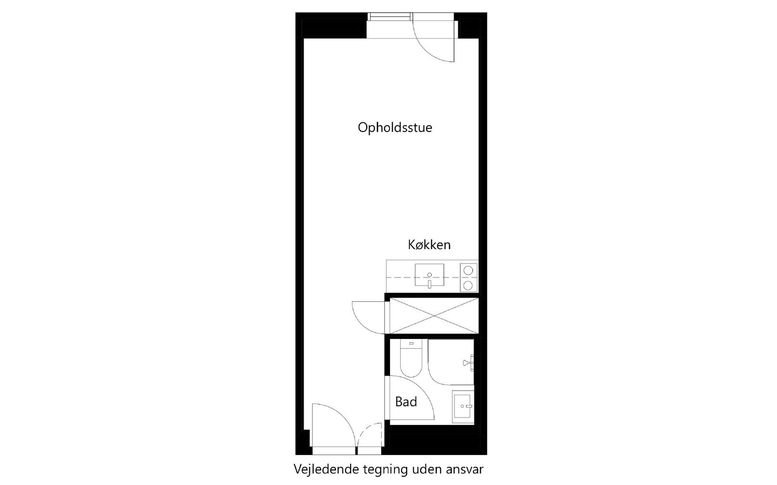 apartment Bright studio apartment with shared facilities in Amager
