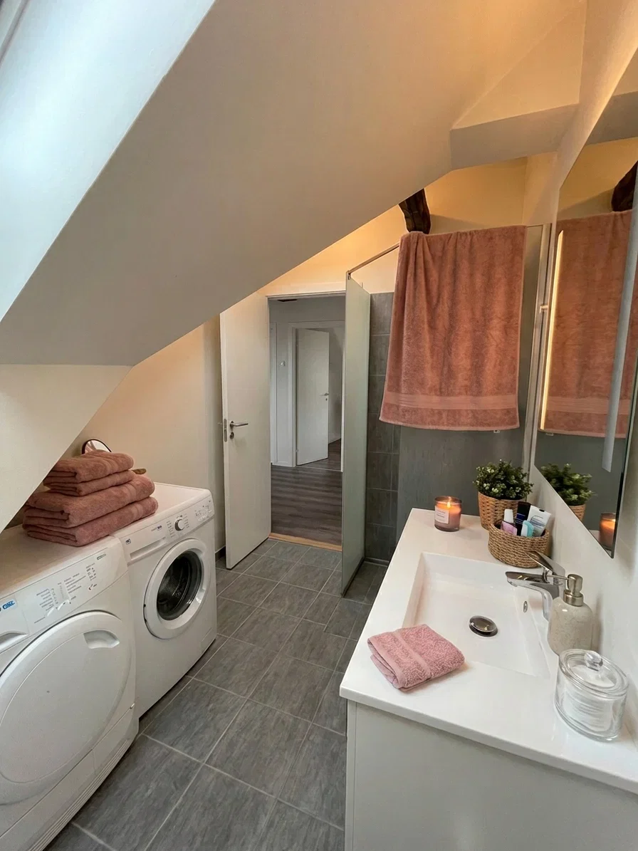 apartment Charming apartment with exposed beams and modern conveniences, suitable for sharing
