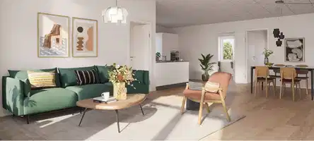 townhouse Lys bolig med åbent køkken-alrum og terrasse
