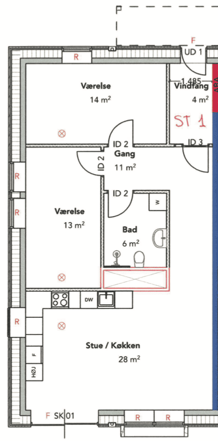 apartment Bright 3-room apartment with open-plan kitchen and living area
