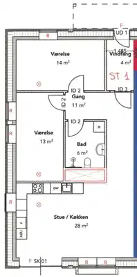 apartment Bright 3-room apartment with open-plan kitchen and living area