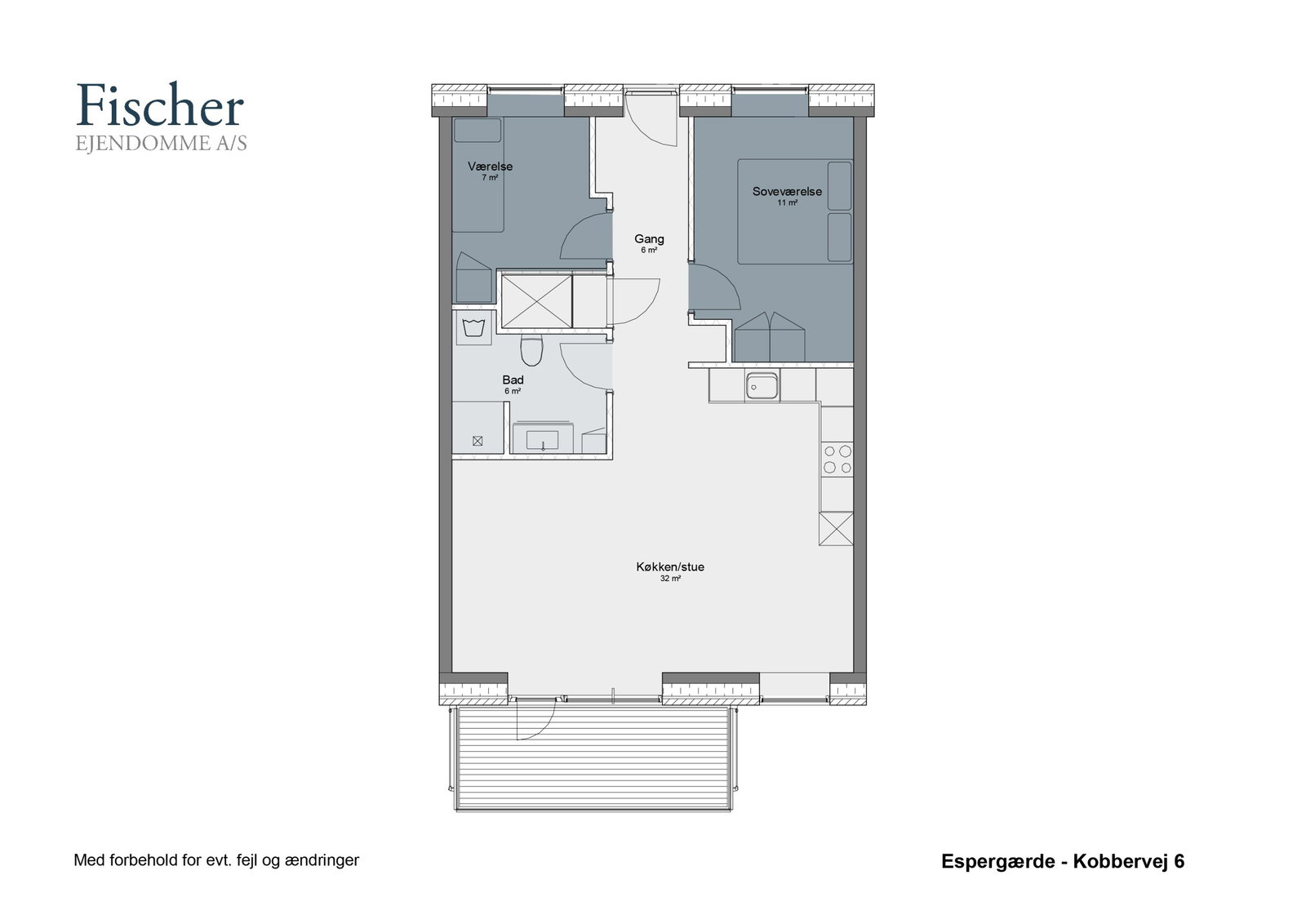 apartment Flot lys 3værelses penthouse med altan og stor tagterrasse