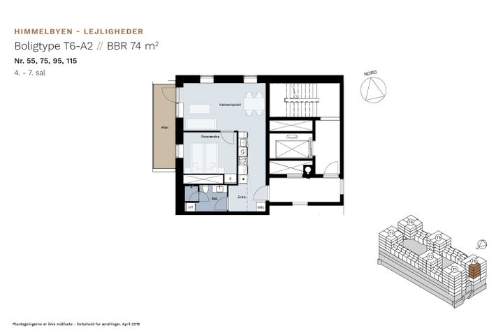2-værelses lejlighed på 74 m² til leje i København S – Robert Jacobsens Vej, 4. sal – billede 1