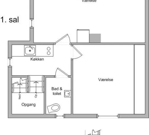 apartment 2-værelses lejlighed på Østergade