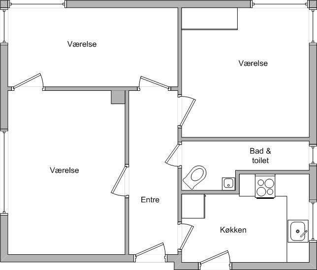 apartment 3-værelses lejlighed på Vestergade