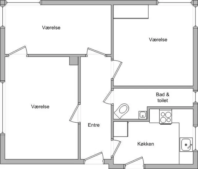 apartment 3-værelses lejlighed på Vestergade