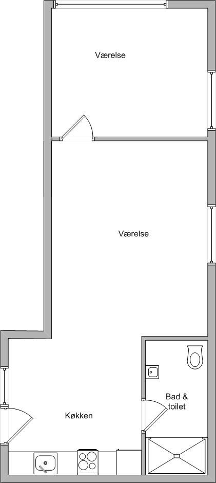 apartment Lys 2-værelses lejlighed på Østergade, 62 m²