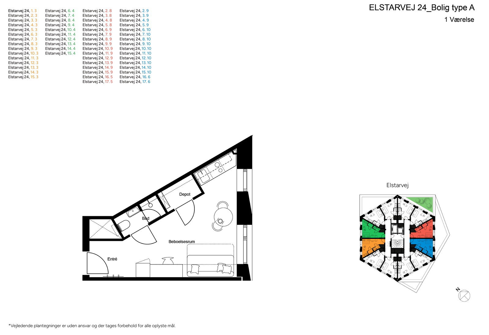 apartment Moderne 1-værelses med fælles tagterrasse i Valby