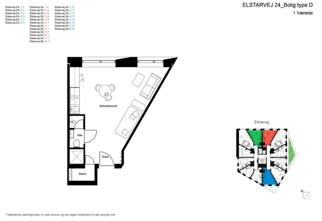 apartment Moderne 1-værelses med fælles tagterrasse i Valby