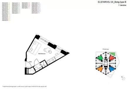 apartment Moderne 1-værelses med fælles tagterrasse i Valby