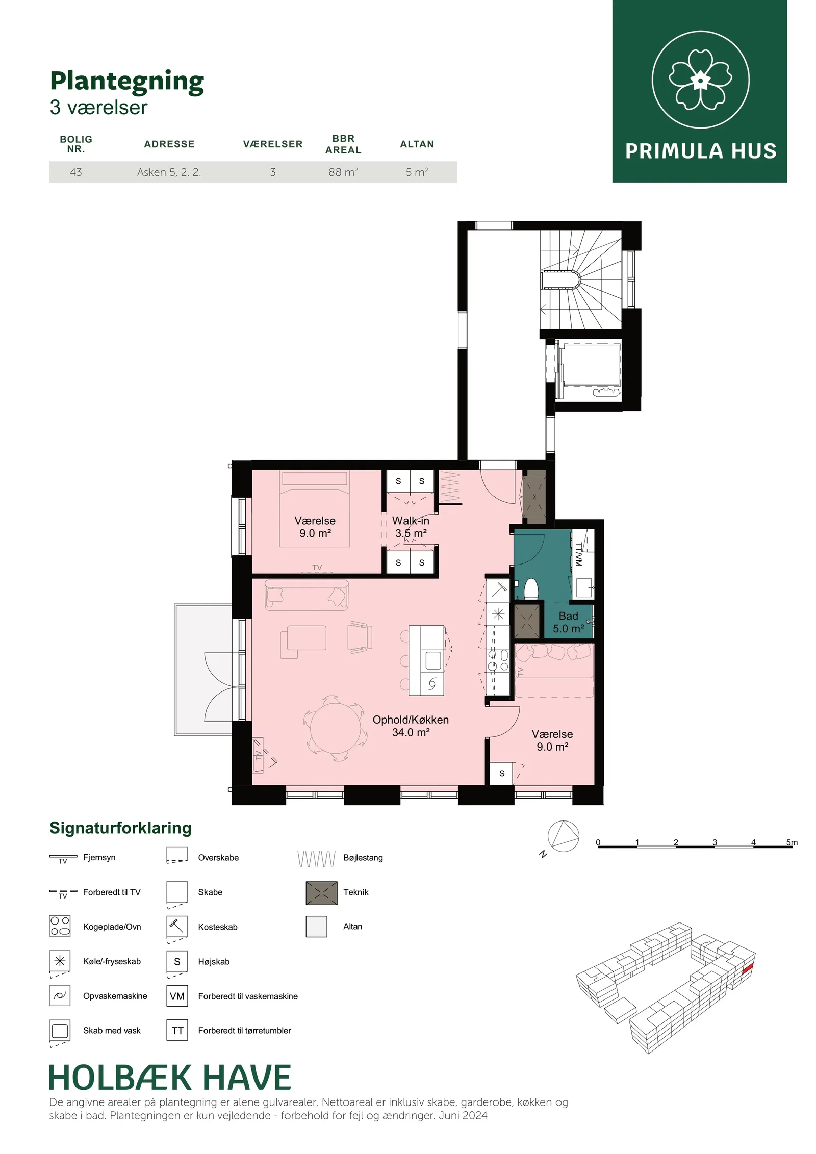 apartment Bright 3-room apartment with balcony in Holbæk